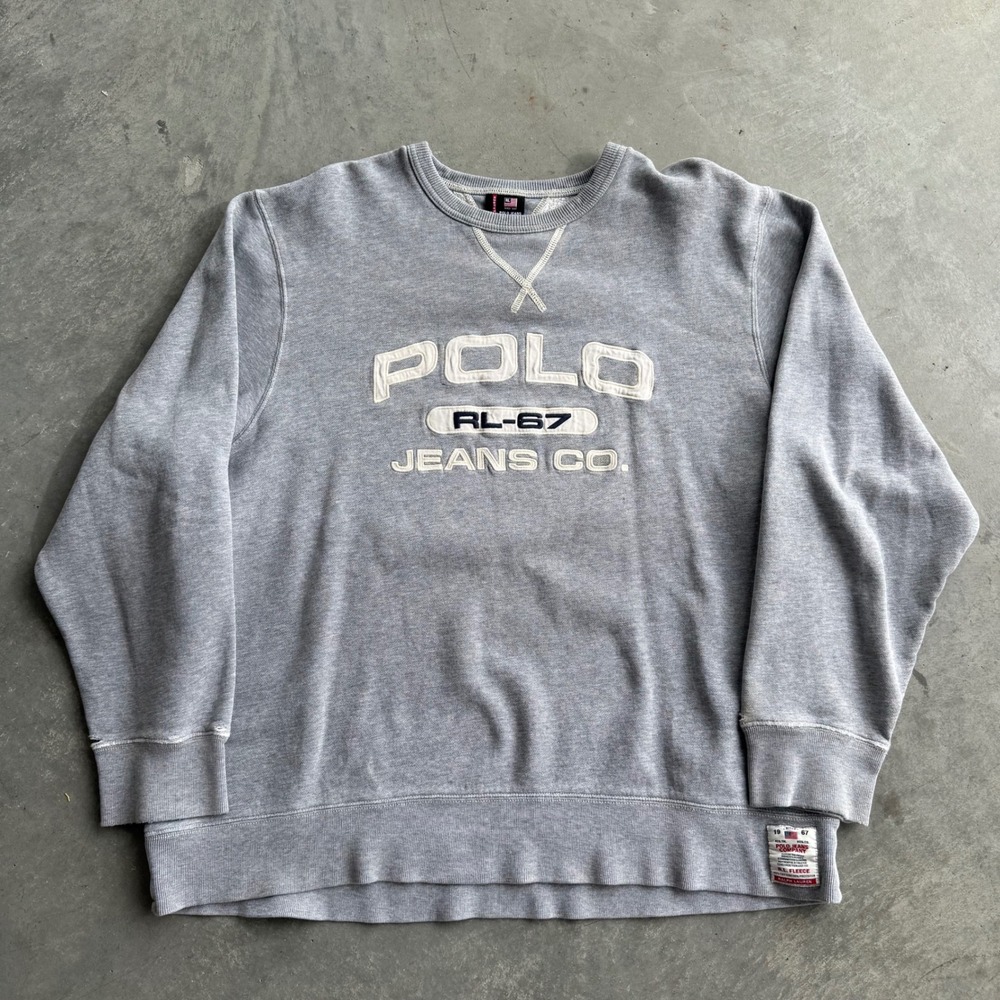 Polo Jeans Co Ralph Lauren Sweatshirt Gray RL-67 Spellout XL